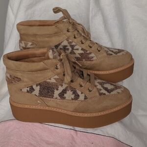 Zodiac Tan and Brown Patterned Ankle Boots